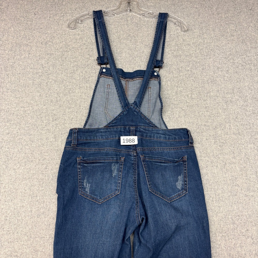 Wax Jean Distressed Denim Overalls Small Dark Blue Ripped Slim Stretch 90092 - Picture 10 of 10